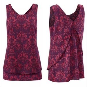 CAbi Size L Cameo Top Purple and Hot Pink Sleeveless Blouse #3258